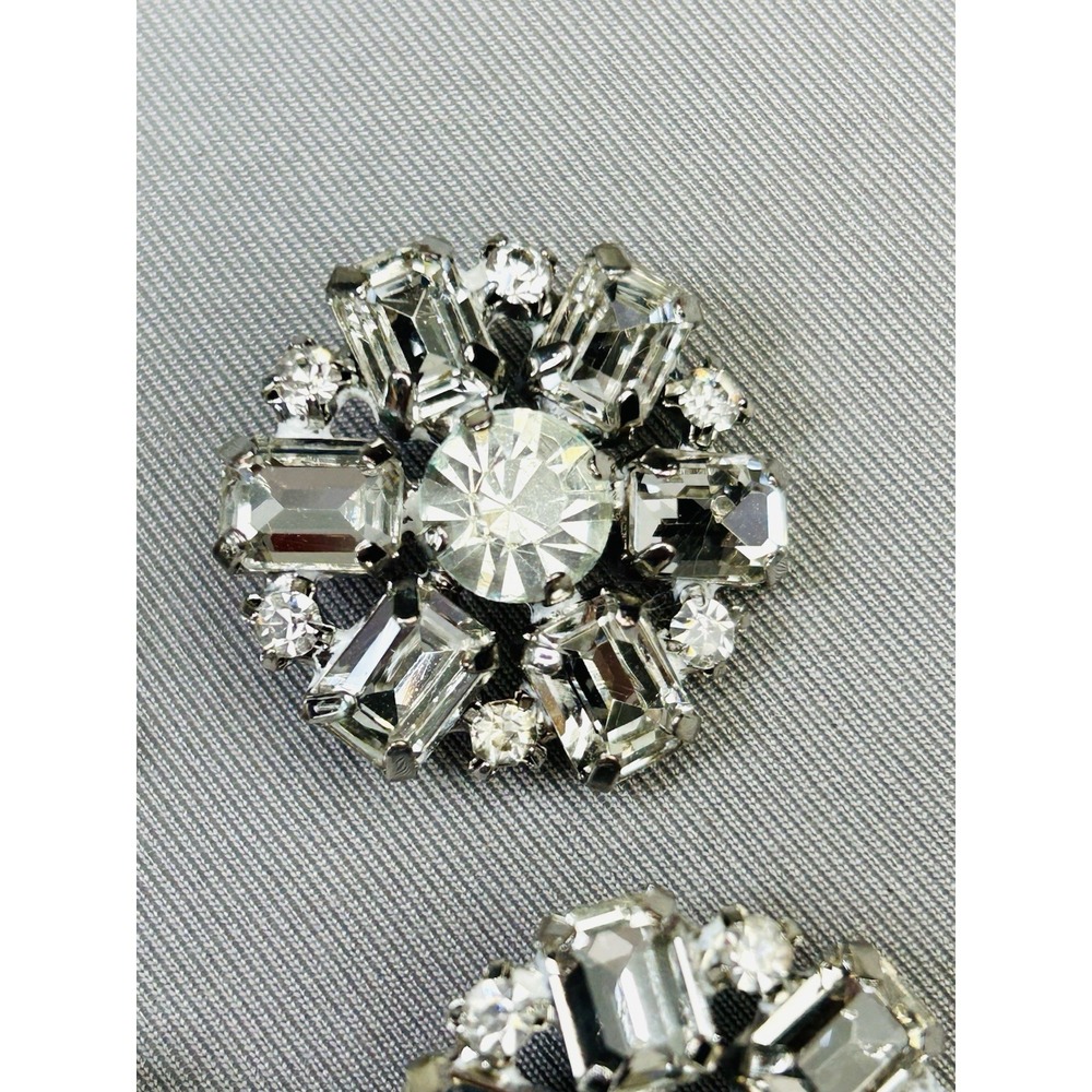 Metal & Rhinestone Large Flower Buttons Set Of 4 - Picture 5 of 9